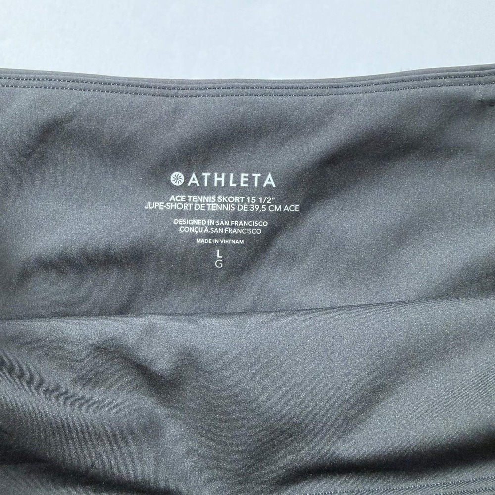Athleta Ace Tennis Skort 15.5" Black Athletic Skirt with Built-in Shorts Large - Picture 8 of 16
